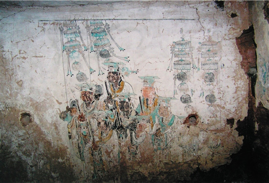 陜北橫山塔灣大寺坬石窟壁畫第四石窟東壁 朝元圖